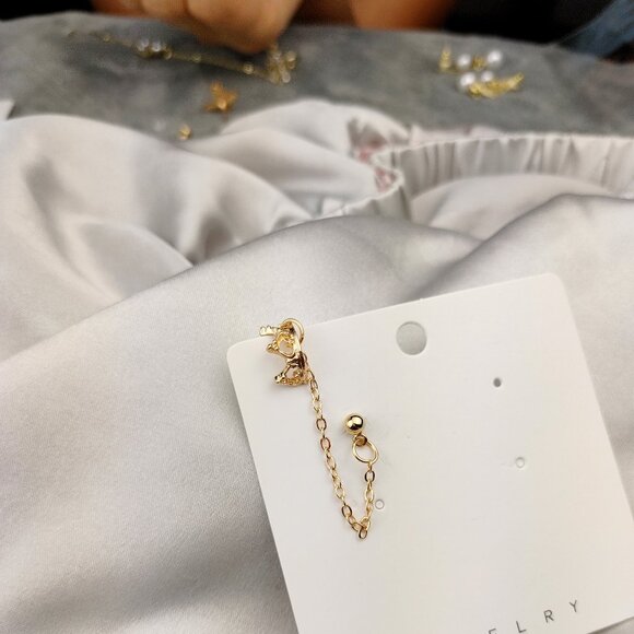 Gold Plated Cuff Clip Earrings 1 - Picture 2 of 3